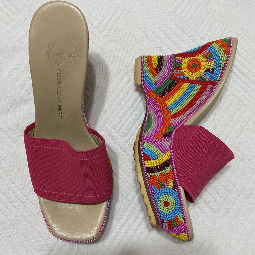 Donald J Pliner Hand beaded wedge heels by LISA time - Size 7